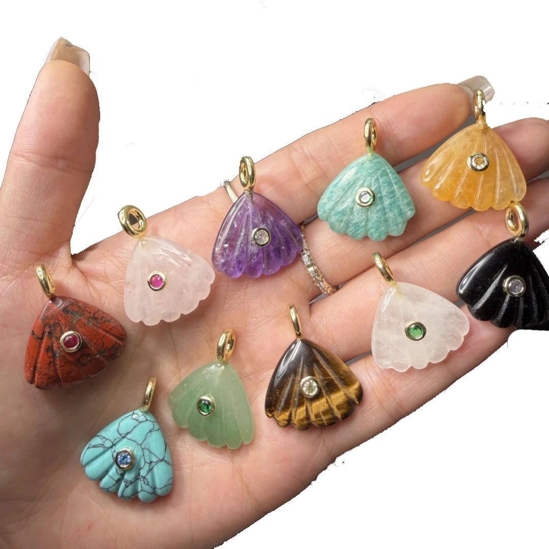 

3pcs/lot Jewelry Accessory Natural Stone Transparent Shell Shaped Pendant For Charms Earrings Mobile Phone Shell Bracelet