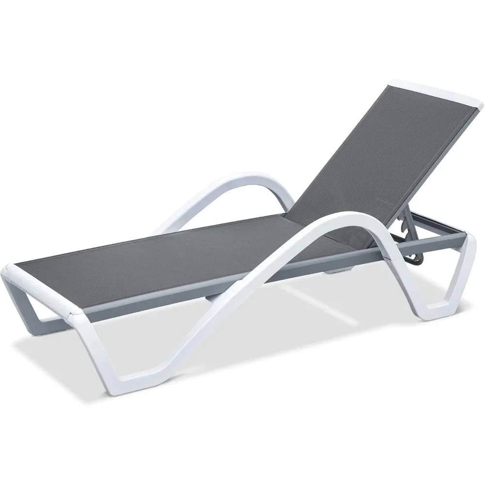 

Domi Patio Chaise Lounge Outdoor Lounge Chair Adjustable Aluminum Pool Lounge Chair with Armrests,Durable Textilene, All Weather