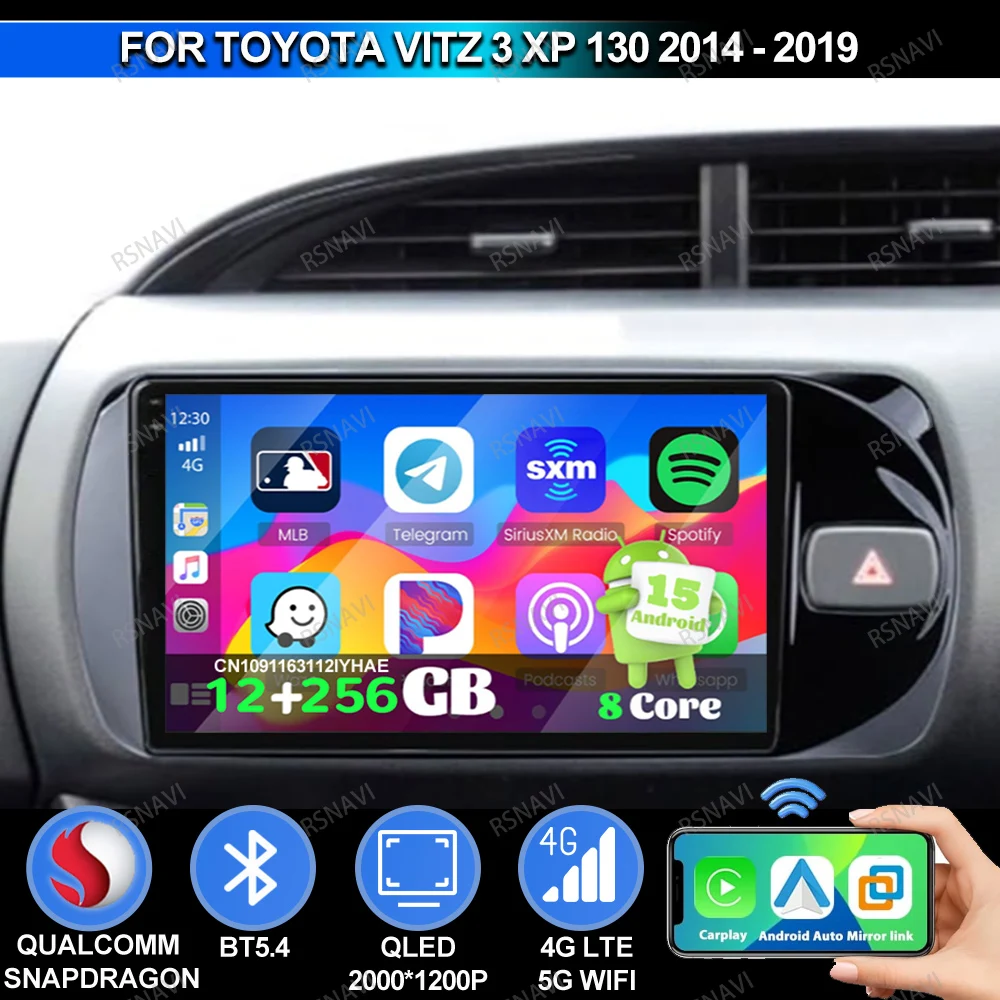راديو السيارة أندرويد 15 لتويوتا فيتز 3 XP 130 2014 2015 - 2019 تسلا موديل Y اكسسوارات 2025 Autoradio NO 2DIN أنظمة 8 Core