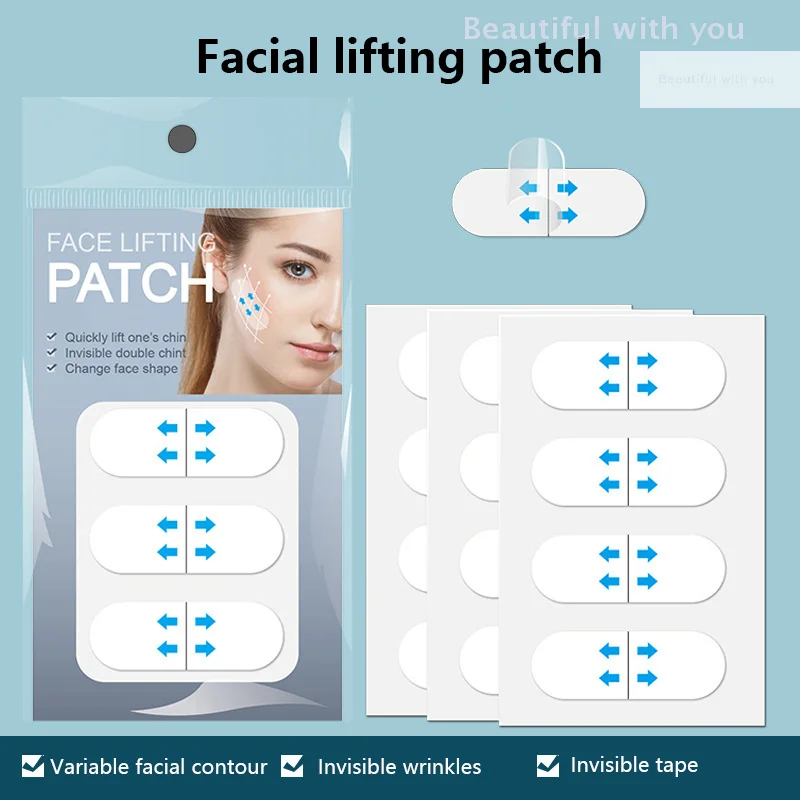 12 uds/3 hojas de cinta adhesiva de Maquillaje facial en V resistente al agua, pegatina Invisible transpirable para levantar la cara, apretar la barbilla