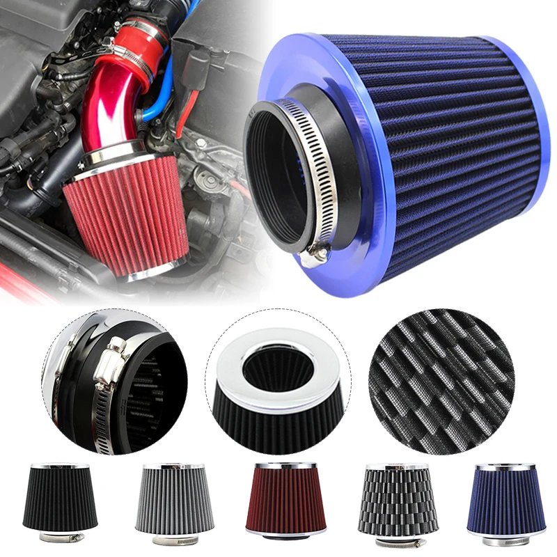 76MM 90MM 101MM High Flow Cold Cone Air Intake Filter 3.0inch 3.5inch 4inch Universal Car Air Filter Modification for Race Car