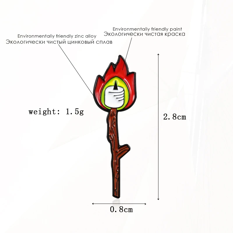 Булавка в форме свечи для женщин, ювелирные изделия, аксессуары для подарка, брошь в форме свечи, булавка в форме Красного пламени, мультяшная эмалированная брошь