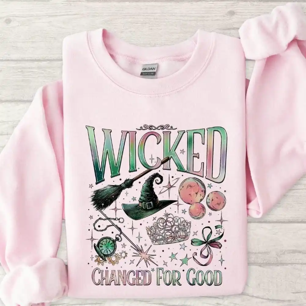 Wicked Changed for Good Sweatshirt Book Lover Gift Defy Gravity Sweatshirt Women Basic Tops Loose Vintage Fleece Sweatshirts