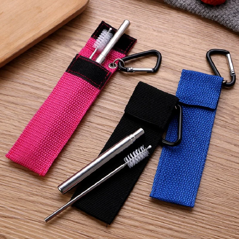 

2023 Autumn New Product Reusable Stainless Steel Telescopic Straw Set Outdoor Internet Celebrity Portable Metal Straw with Brush