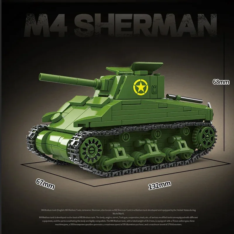 Exército dos eua militar guerra mundial ww2 m4 sherman 75 tanque médio blocos de construção stuart tanque tijolos brinquedos educativos para crianças presente