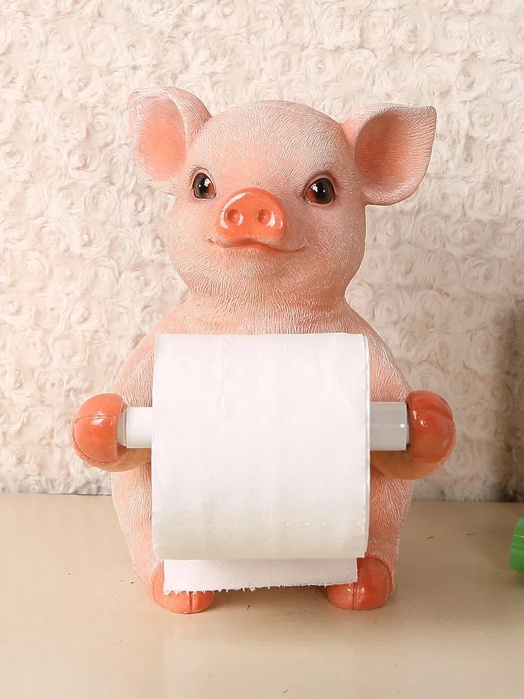 

Resin Animals Paper Towel Holder Desktop VerticalPaper Roll Holder Pig/elephant/monkey Decorative Ornaments Crafts Tissue Box