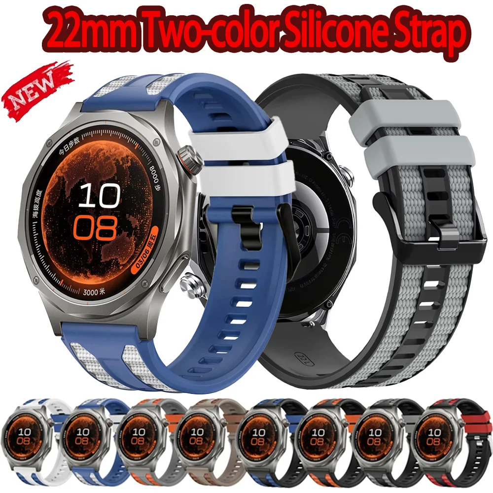 22mm Two-color Silicone Strap For OPPO Watch X3 X2 S Oneplus Watch Lite 4 3 Sports Comfortable Wristband For Realme Watch 5 Band