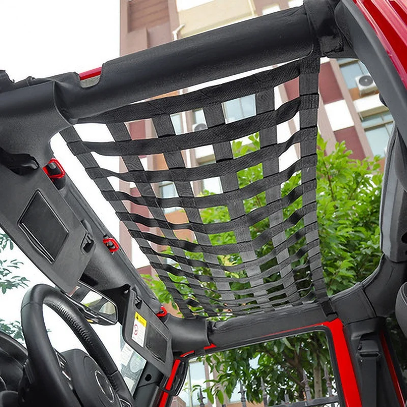 Wielofunkcyjna siatka ładunkowa z automatyczną siatką do przechowywania na dach samochodowy skrzynka ogonowa akcesoria netto dla Jeep Wrangler TJ JK 2018