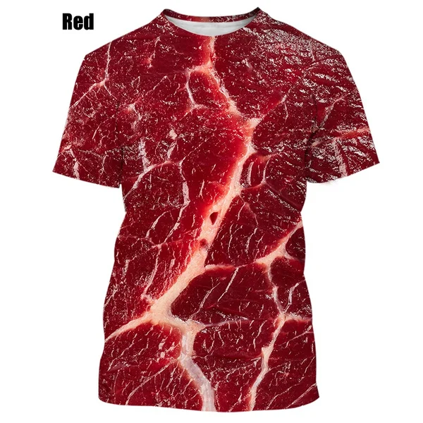 New Beef Meat 3d Funny Personality Simulation Bacon Pullover Plus Size Clothing Sports Tee Tops T-Shirt