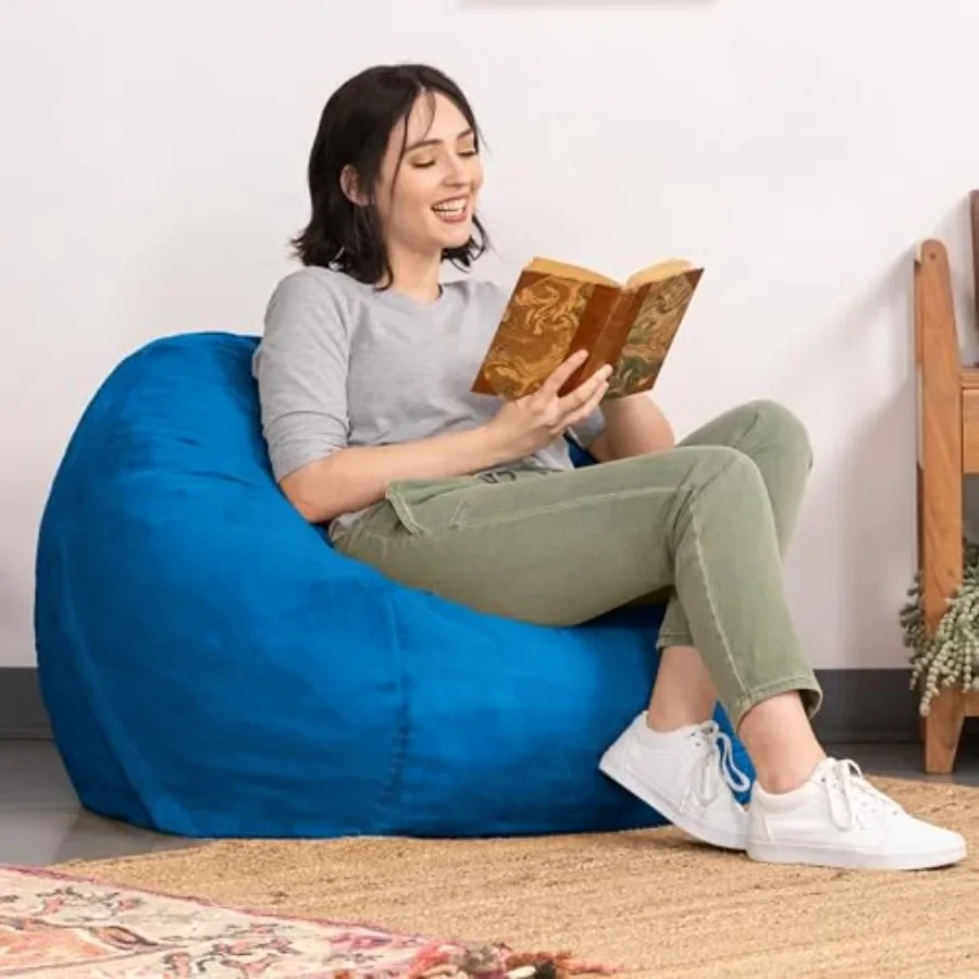 Saxx 3 Feet Bean Bag Chair with Removable Cover for living room use, polyester fabric, gray, ultra-soft and machine-washable