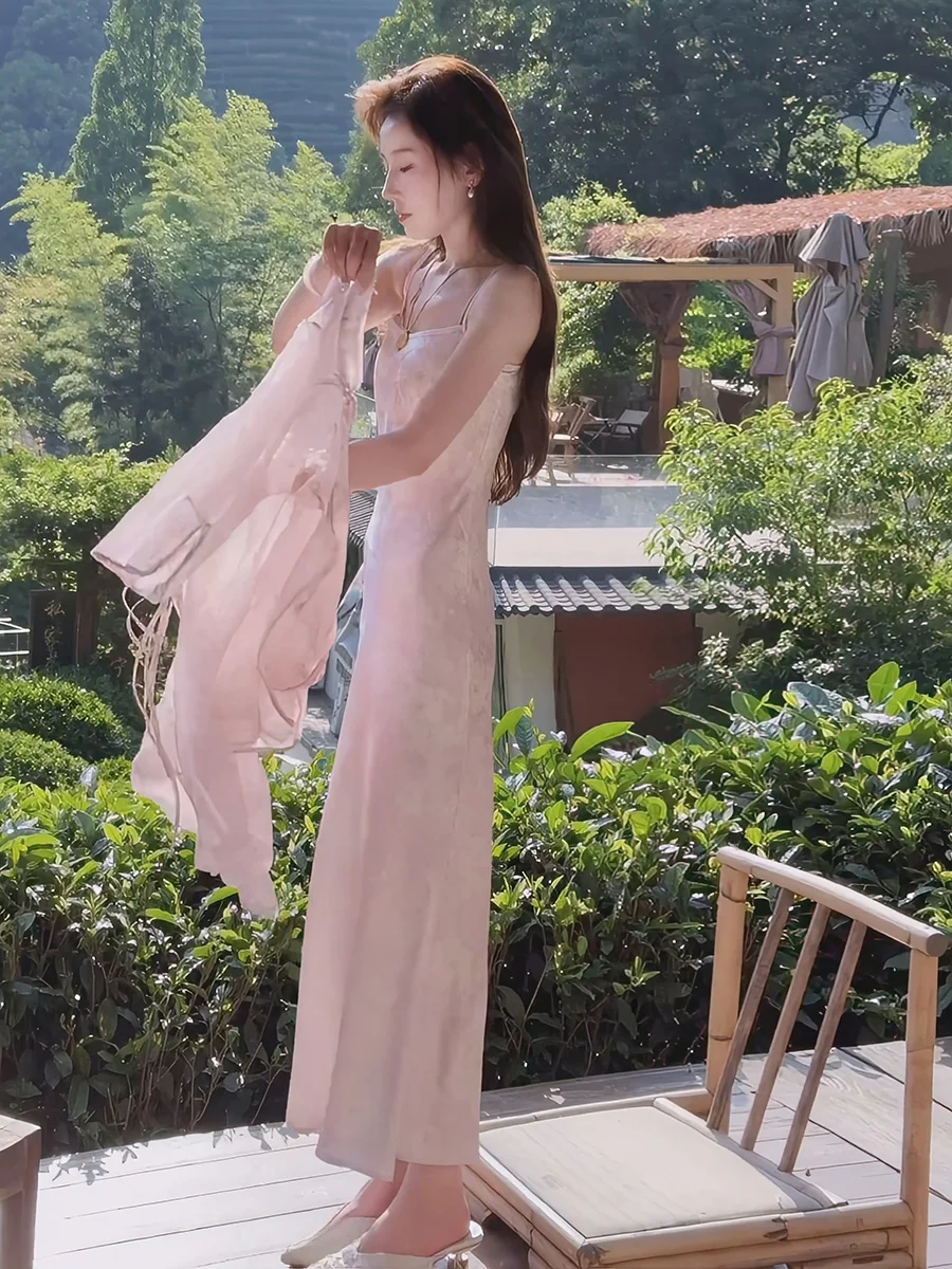 

Ele New Chinese Sle Women's Spring 2026 Two-Piece Set Top Strap Dr High-End Feeling Faionable Casual Wear