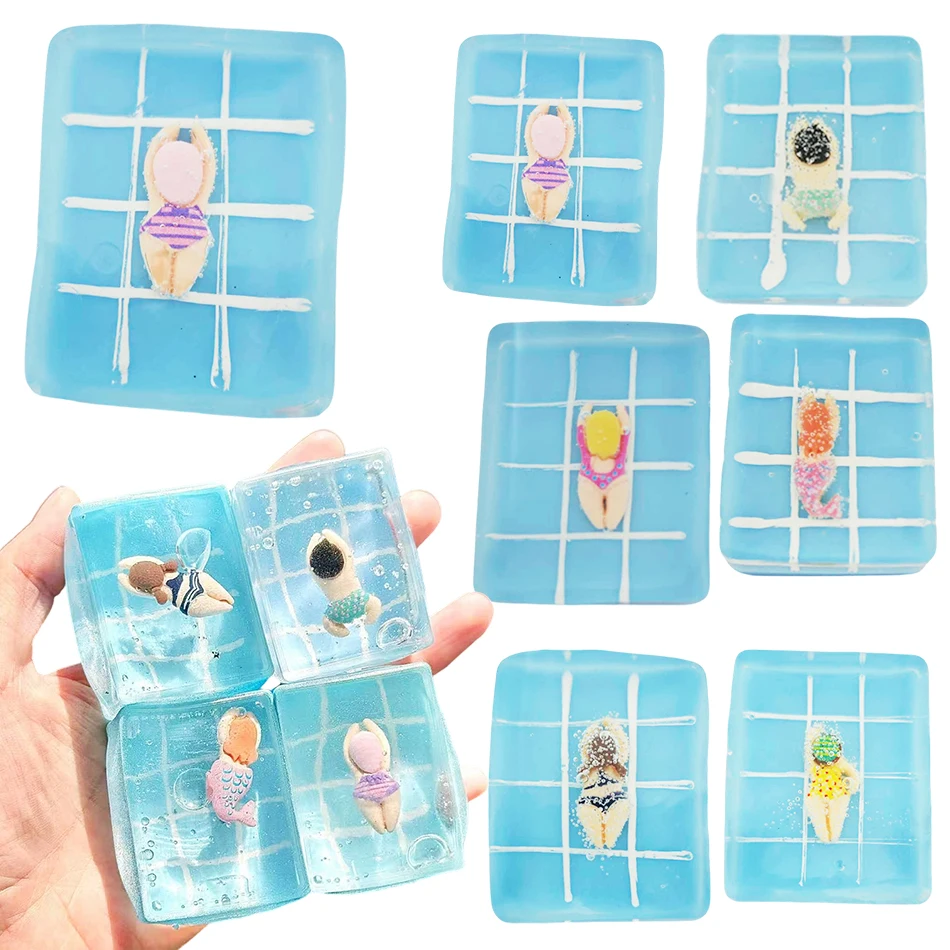 Squishy Swimming Pool Squeeze Toys Summer Maltose Slow Rebound Fidget Toy Mini Swimmer Mermaid Stress Relief Decompression Toys