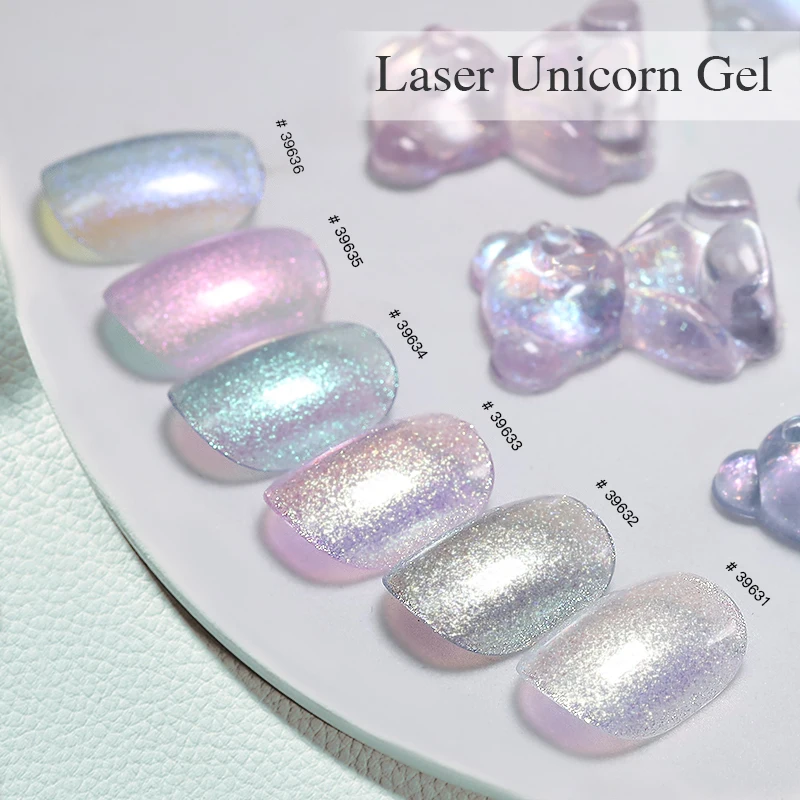 6 Color Laser Unicorn Gel UV LED Gel Polish Soak Off Semi Permanent Nail Polish Kit Shiny Laser Effect Manicure DIY Nail Art
