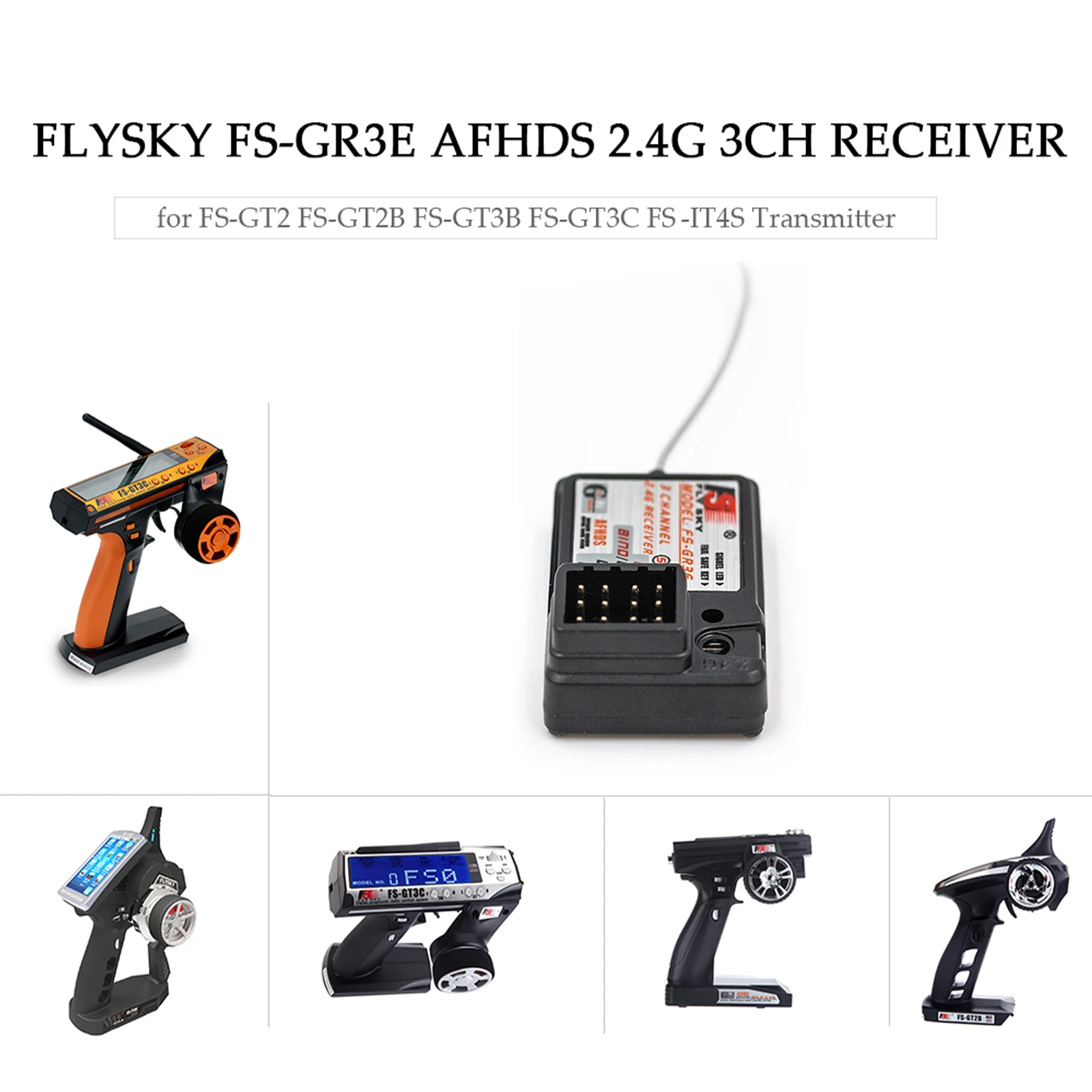 플라이스카이 FS-GR3E 수신기 플라이스카이 FS-GR3E AFHDS 3채널 수신기 RC 자동차 보트용 FS- FS-GT2B FS-GT3B FS-GT3C FS-IT4S