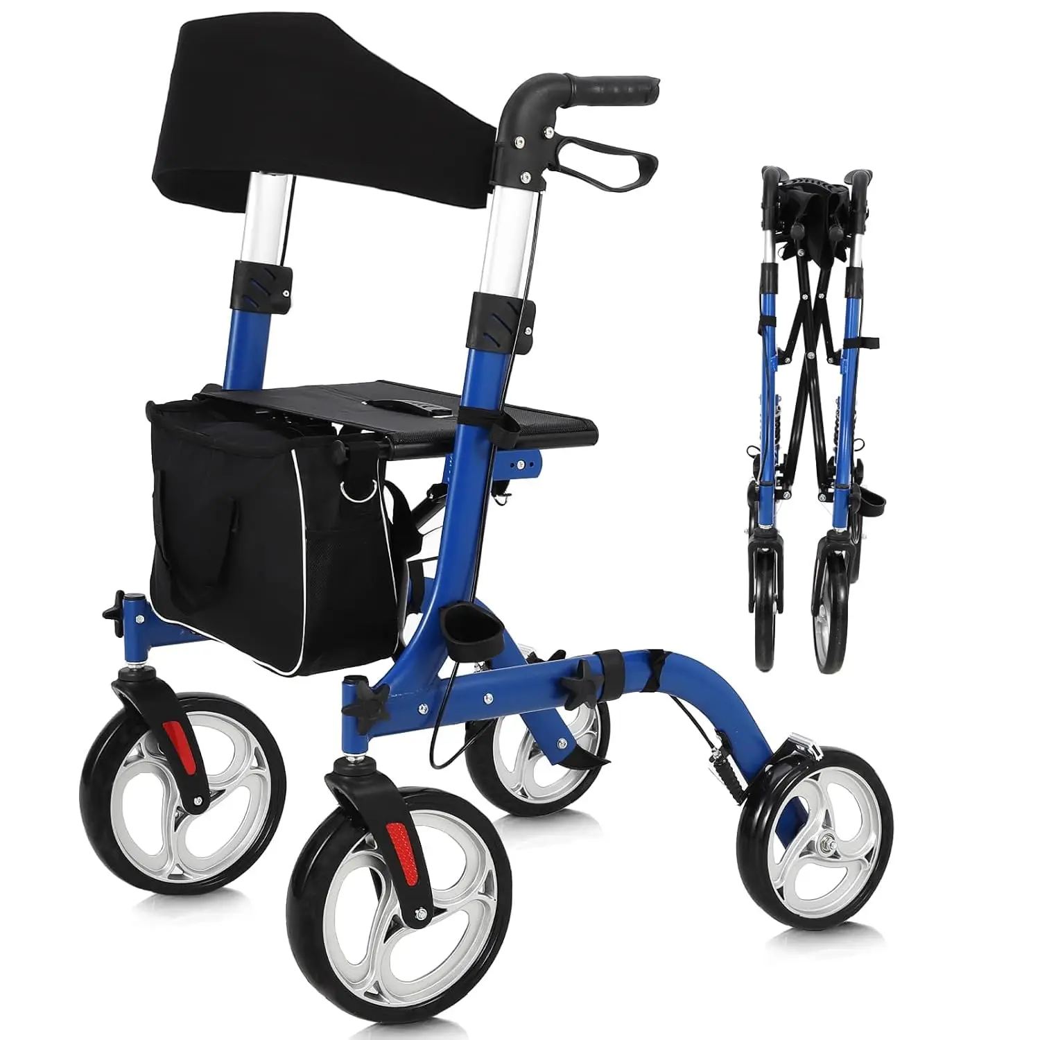 All Terrain rollators voor senioren, rollator met zitting, opvouwbare aluminium rollators met rugleuning, verstelbare hoogte voor volwassenen
