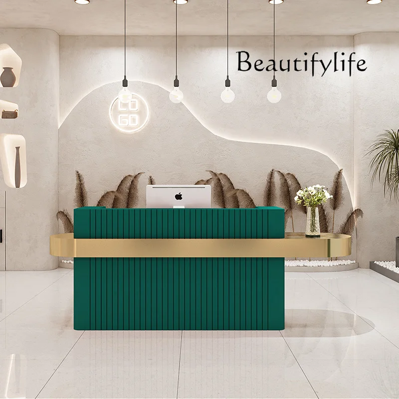 

custom.Modern luxury Front Desk Cashier Checkout Counters Spa Glitter Nail Salon Reception Desk Checkout Counters