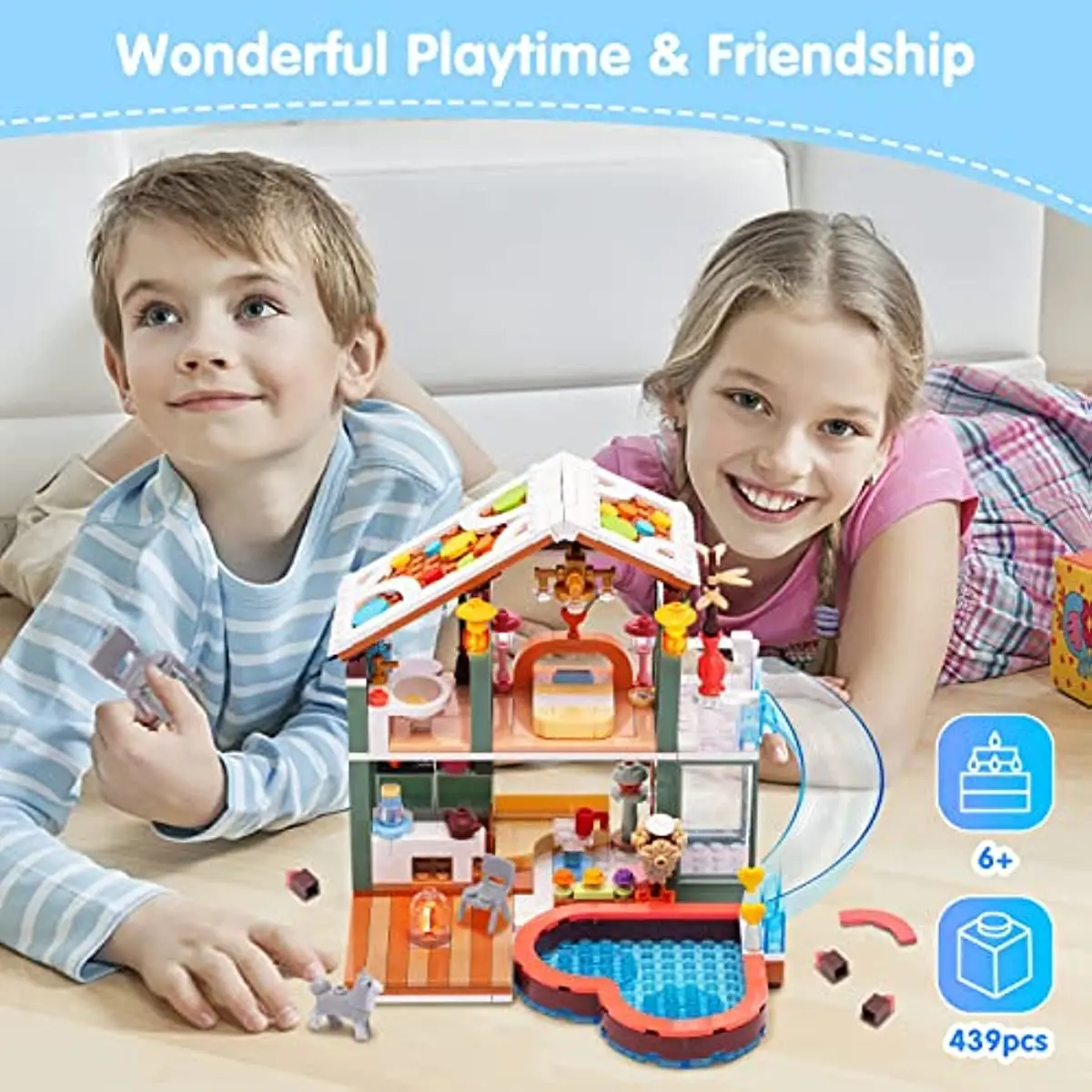 Friends City Vacation House Building Blocks Set Toy Villa Building Bricks Kit Toys for Kids Construction Gift for Kids Age 6+