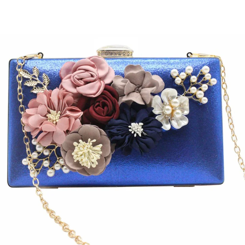 Womens Clutch Evening Bags Floral Appliques PU Leather Designer Bags Luxury Handbags  Elegant Dress Women for Wedding Party