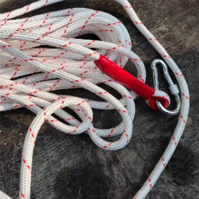[A38F!NEW!】 White-Red Line Steel Wire Core Nylon Rope Household Emergency Escape Cordage Wear-Resistant Safety Cord