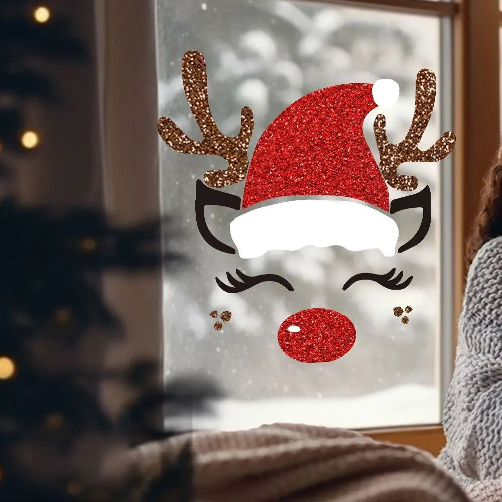 New Non-woven Christmas Door Stickers DIY Creativity Wall Sticker Party Decor Festival Supply New Year Stickers Christmas