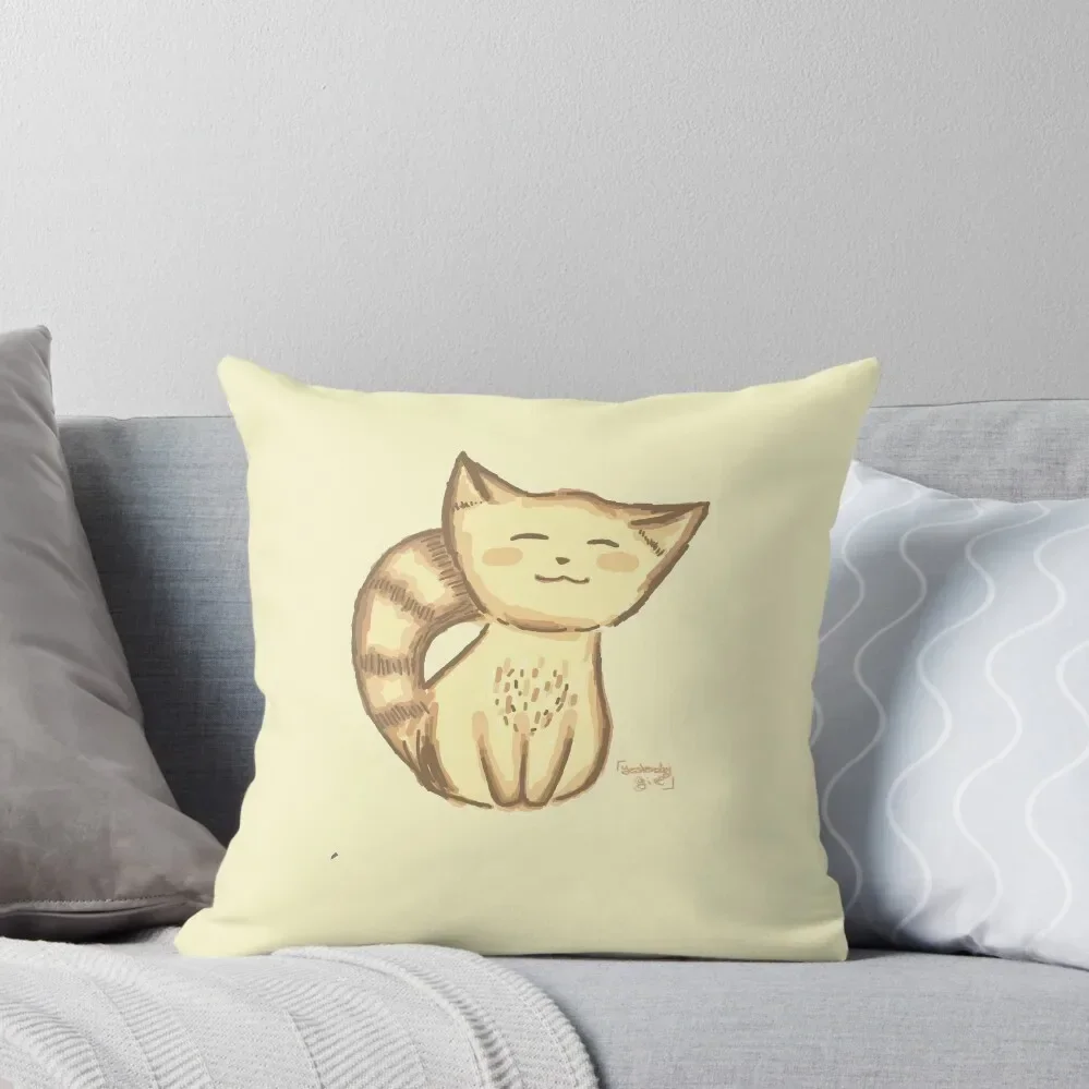 

Cute brown kitten drawing aesthetic vintage Throw Pillow Couch Pillows Decorative Cushion pillow