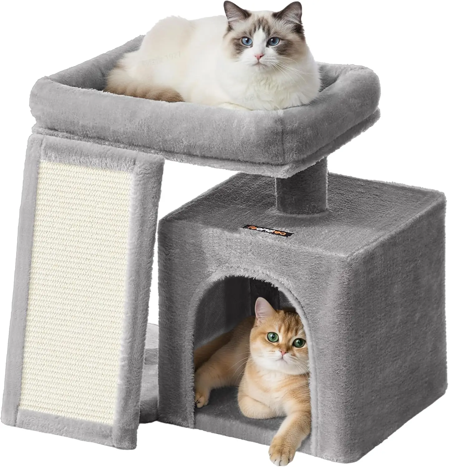 

Small Cat Tree, Cat Tower Condo, Scratching Ramp, Large Top Perch, Cave, 20.1 x 15.4 x 18.3 Inches, Dove Gray UPCT010GD0
