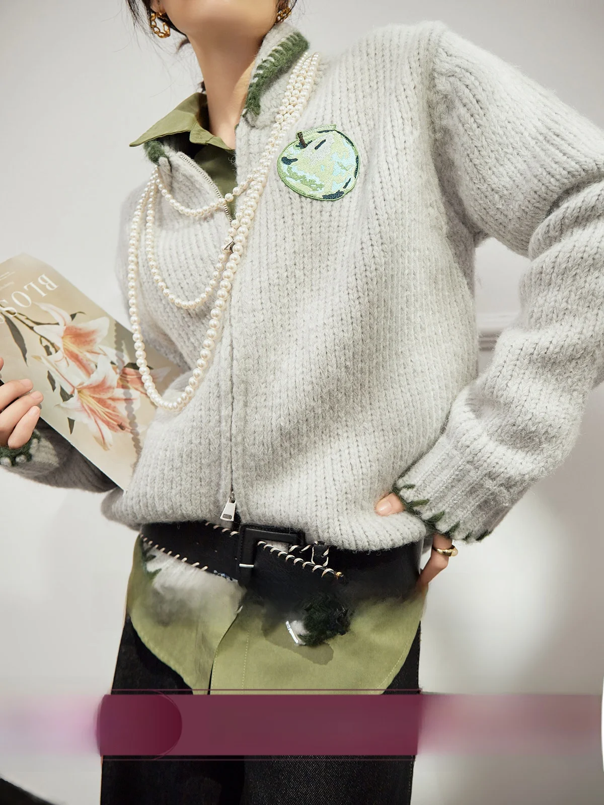 

White Knitted Casual Outerwear Women's Loose Fit Autumn Winter New Sle Uncle V-Ne Long Sve Warmth Emitting