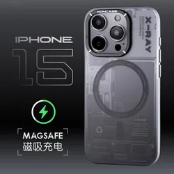 KONCASE Full Cover Mobile Phone Magsafe Case Frosted Magnetic Minimalist Drop Protect  for iPhone 14/15 Pro/Max Semi-translucent