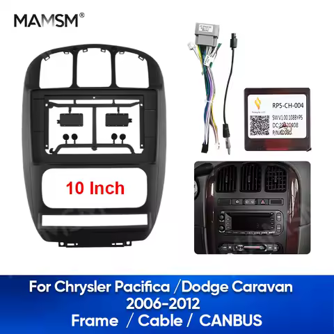 MAMSM 10'' For CHRYSLER PACIFICA /DODGE CARAVAN 2006-2012 Car Radio Frame Fascia Panel Dashboard Wire Cable Harness Canbus Box
