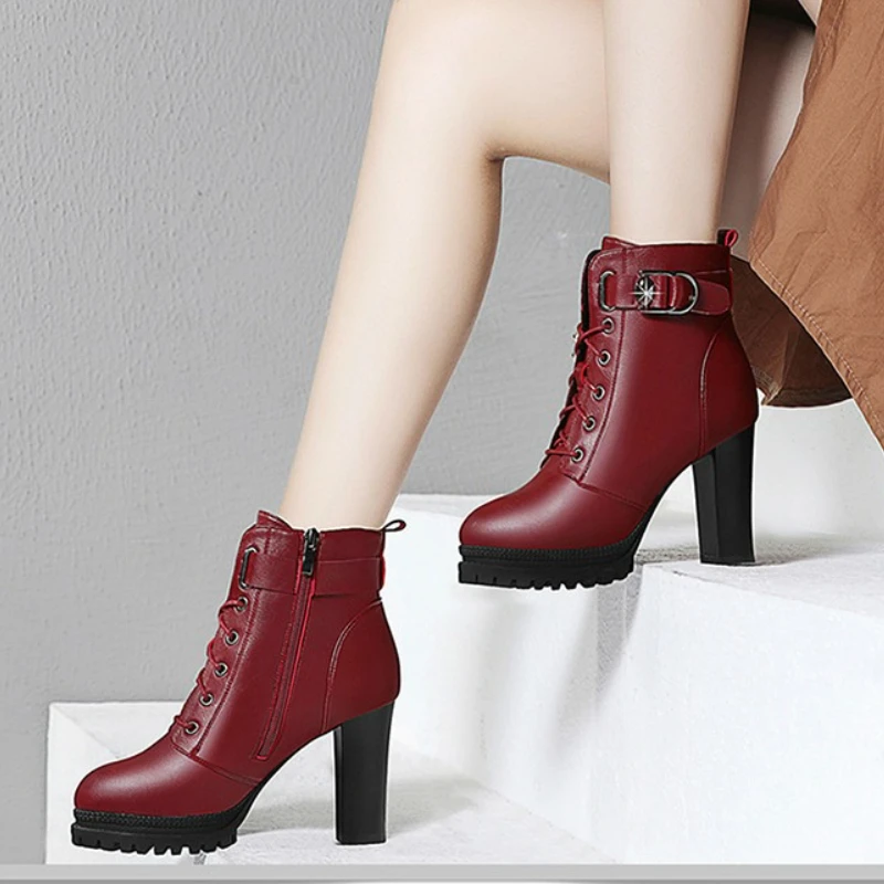 Elegant High Heels Women Boots Platform Chunky Shoes 2025 Trend New Fashion Chelsea Ankle Boots Winter Pumps Mujer Botas Zapatos view 5