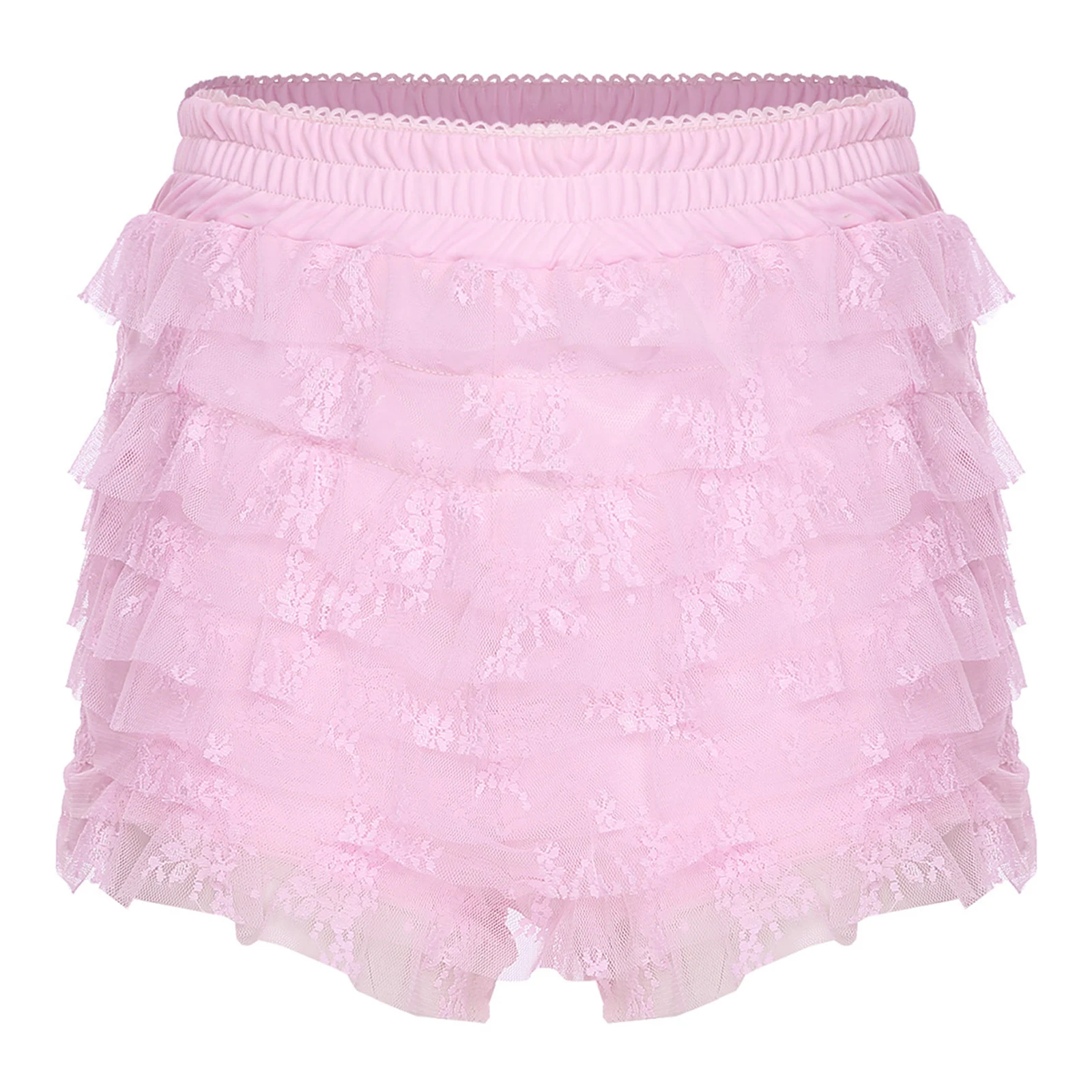 

Женские кружевные мини-шорты, многоуровневые кружевные шорты с рюшами и эластичным поясом, шорты-кюлоты, шорты для повседневного повседневного костюма в стиле аниме