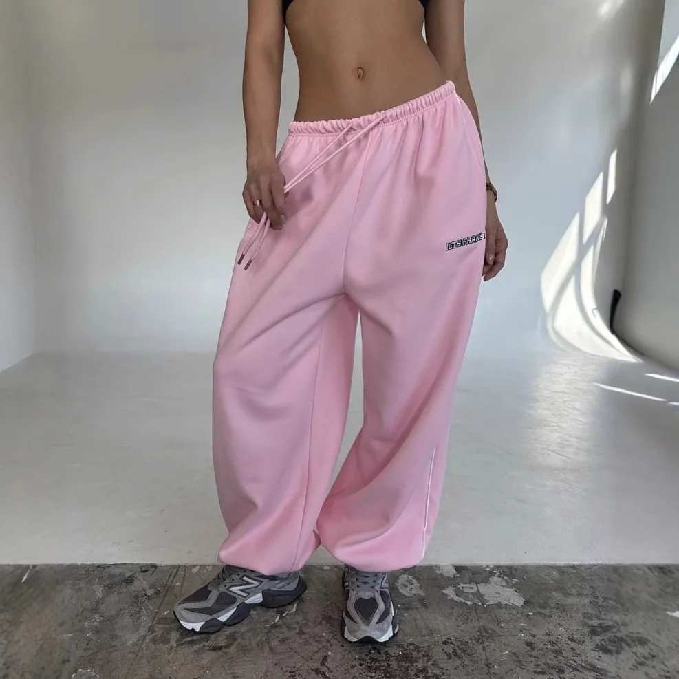 Y2K Amerikaanse zwarte retro hiphop oversized damesmode casual joggingbroek losse joggingbroek hoge taille wijde pijpen streetwear