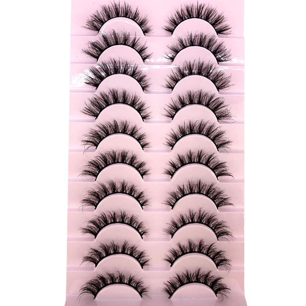 Soft Mink Eyelashes 3D Curl Winged End Eye Elongated Fake Lashes Thick Handmade Natural False Eyelash Messy Cross Lash Wholesale