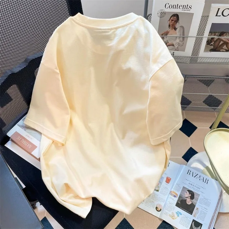 EBAIHUI Letter Printed Women's T-shirt Summer Loose Ladies Short Sleeved Tshirt Retro Casual Versatile Oversized Cute Tee