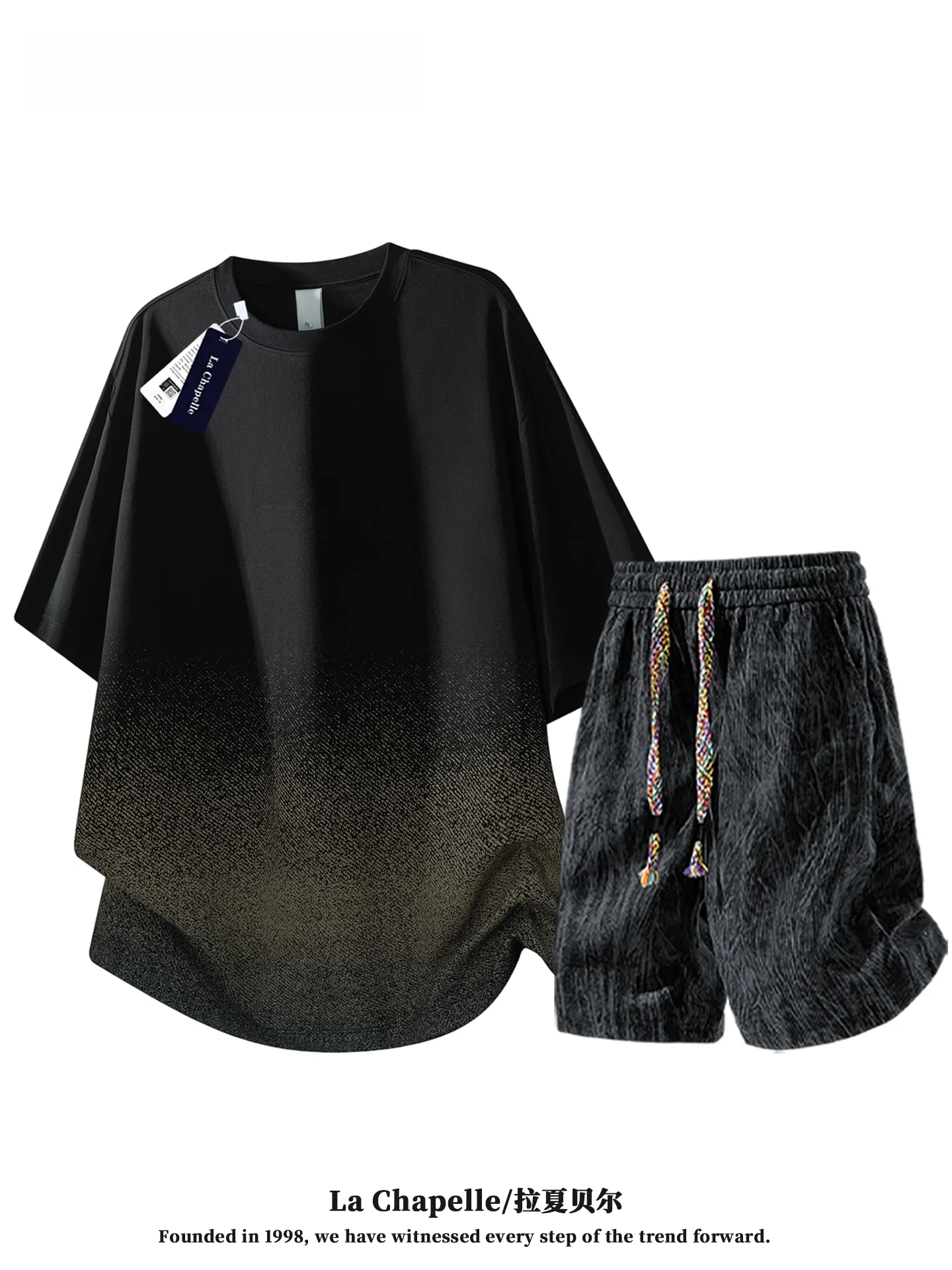 completo-sportivo-estivo-la-chapelle-2026-da-uomo-pantaloncini-in-seta-ghiaccio-e-maglietta-a-maniche-corte-con-design-a-lettere-sfumate-in-misto-cotone-poliestere