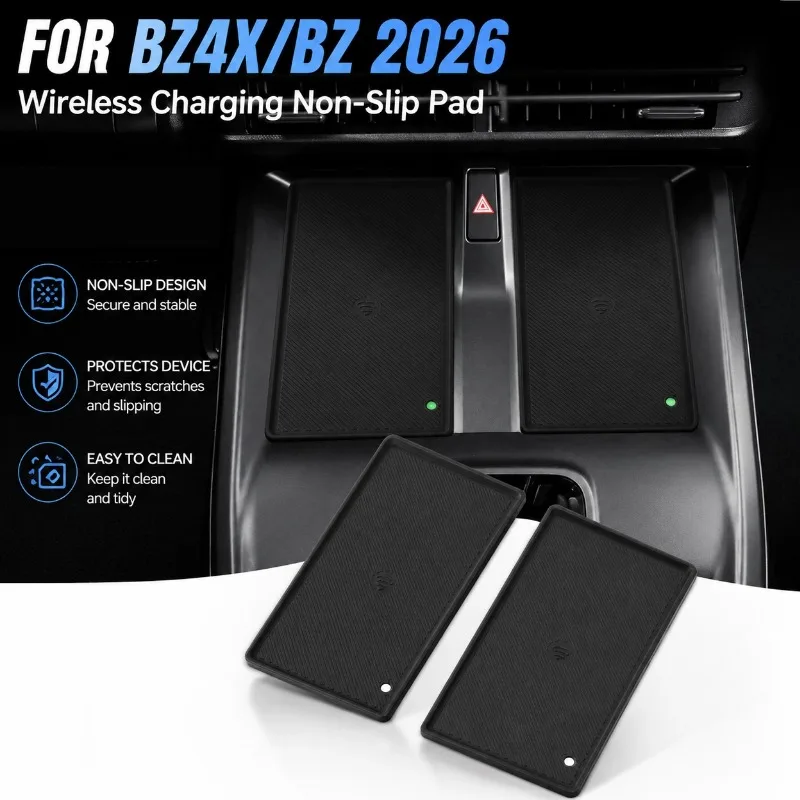 Para Toyota BZ4X 2026: Tapete Antiderrapante de Silicone para Carregamento Sem Fio, Suporte de Celular para Console Central, Bandeja Antichoque e à Pr