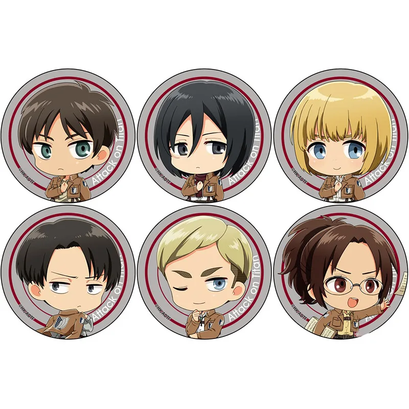 Attacco su Titano Mikasa Armin Erwin Smith Levi Hanji Anime Distintivo Ciondolo Portachiavi Accessori Merce Ricordo da collezione