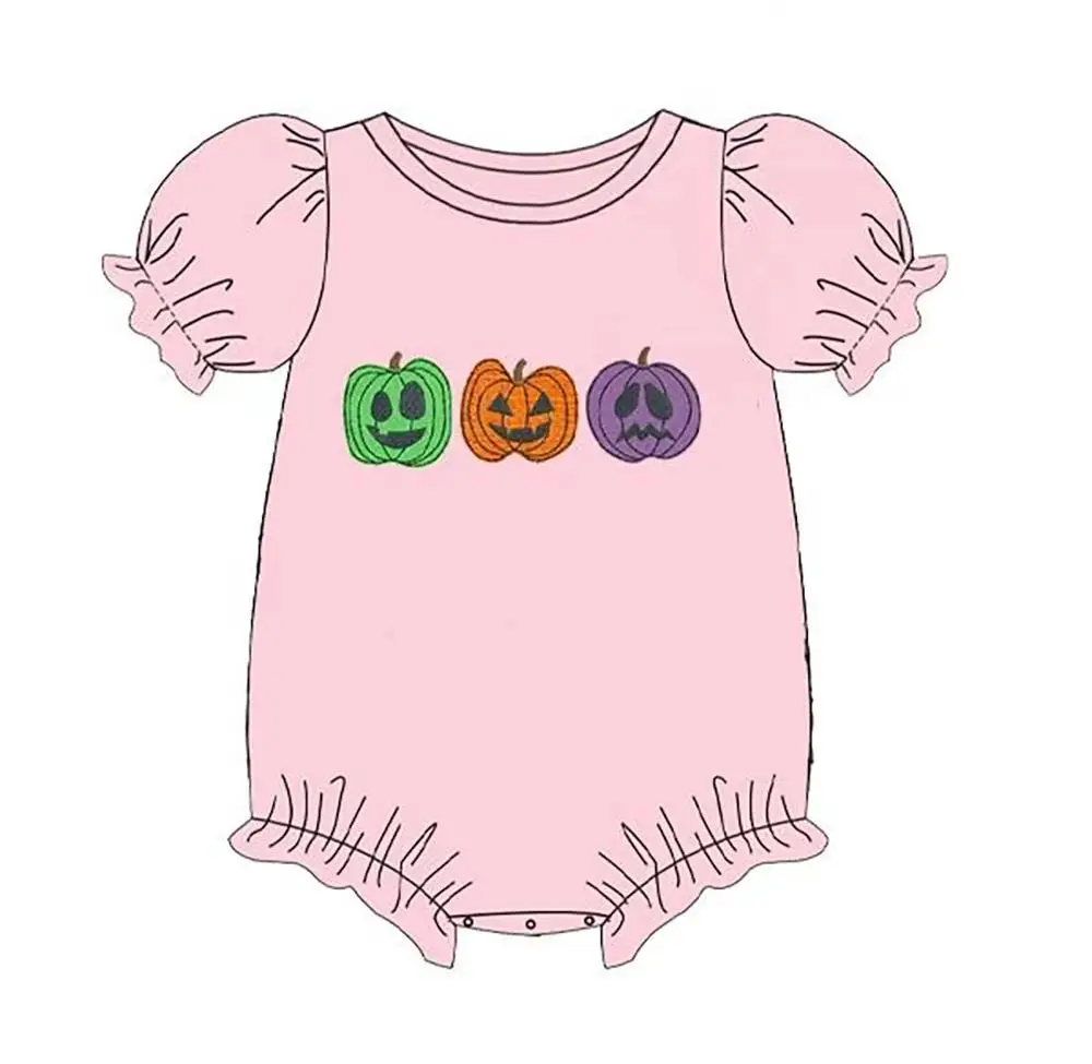 Boutique Children Brothers Sisters Siblings Clothes Boys Girls Short Sets Halloween Pumpkin Design Clothing