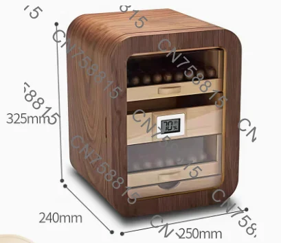 3 Layer Large Capacity Cedar Wood Transparent Window Cigar Aging Storage Cabinet，Black Walnut Wood Cigar Humidor Cabinet