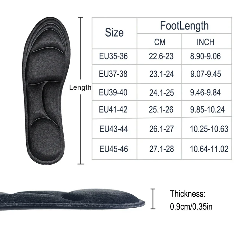 5D Massage Memory Foam Shoes Pads Insoles for Shoes Sole Breathable Cushion Sport Running Insoles for Feet Orthopedic Inserts