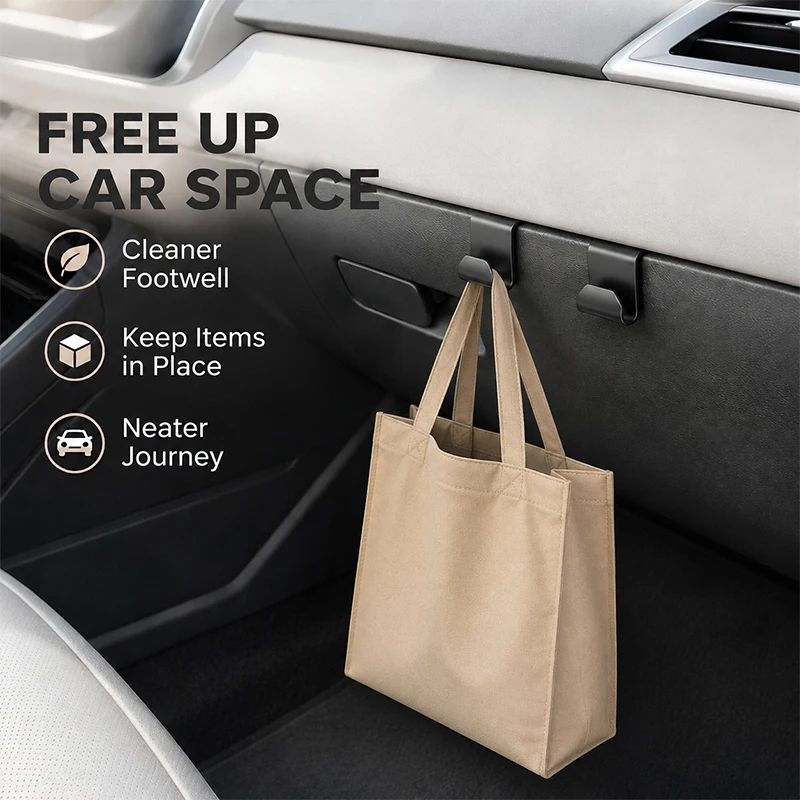 5PCS Universal Car Front Copilot Hooks Hanger Car Wall Mounted Storage Hooks For Cars Interior Organizer Clips Auto Accessories