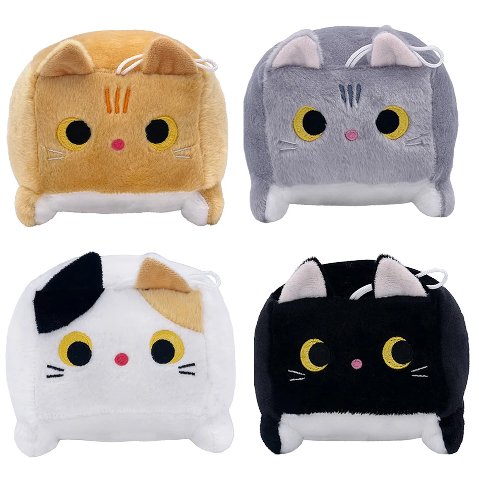 

18cm Standing Fuzzy Cube Cats Plush Kawaii Cat Doll Plush Toy Black Grey Colorful Orange Little Peluche Animal Birthday Kid Gift