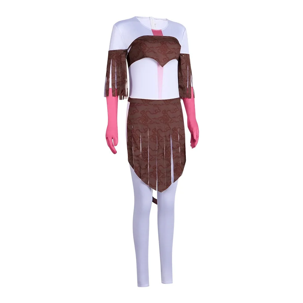 

Cosplay Costume Woman Ash People Dress Up Jumpsuit Stage Performance Bodysuit with Tail Accessory Halloween Party Suits