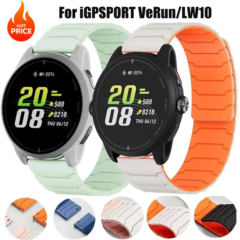 Für iGPSPORT VeRun Magnetisches Silikonarmband für iGPSPORT LW10 Uhr Sportarmband 22mm Ersatz Komfortables Armband Correa
