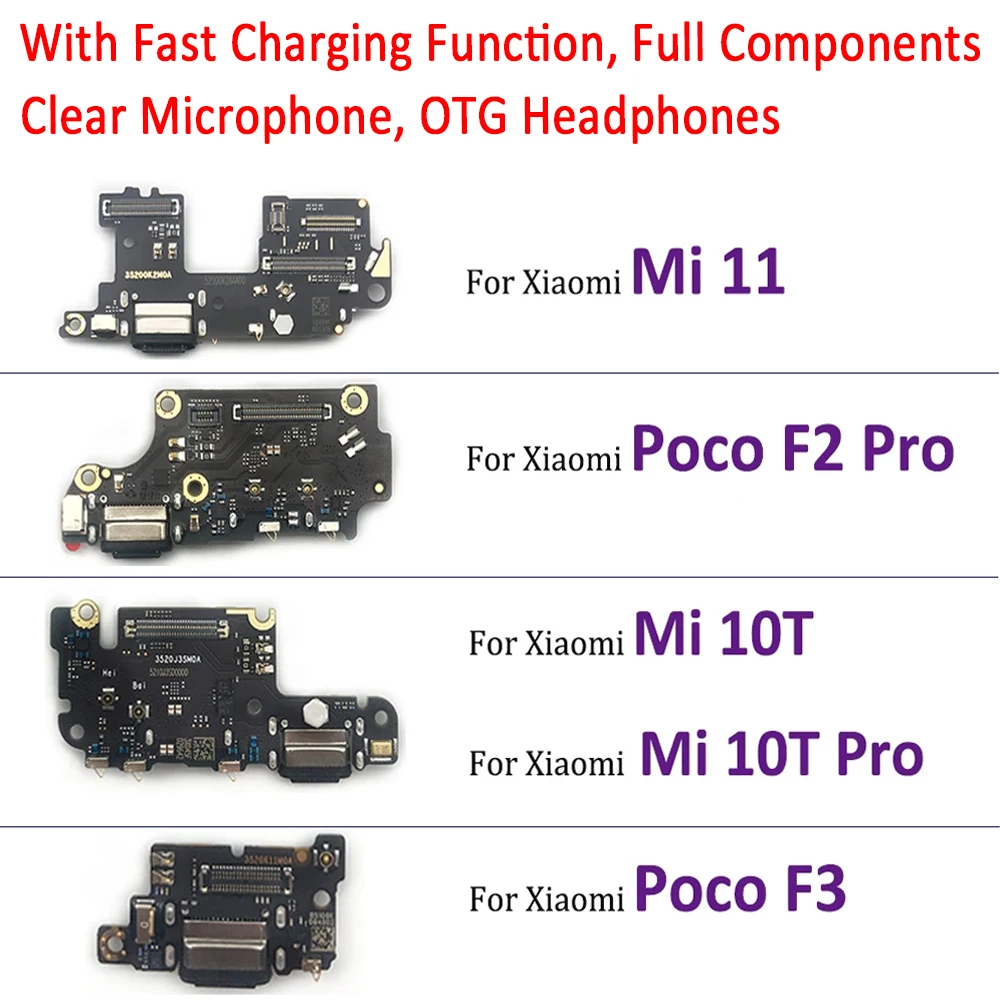 NEW Tested For Xiaomi Poco M3 F3 F2 M4 Pro Mi 11 10T Lite 5G USB Charging Port Socket Connector Microphone Board Flex Cable