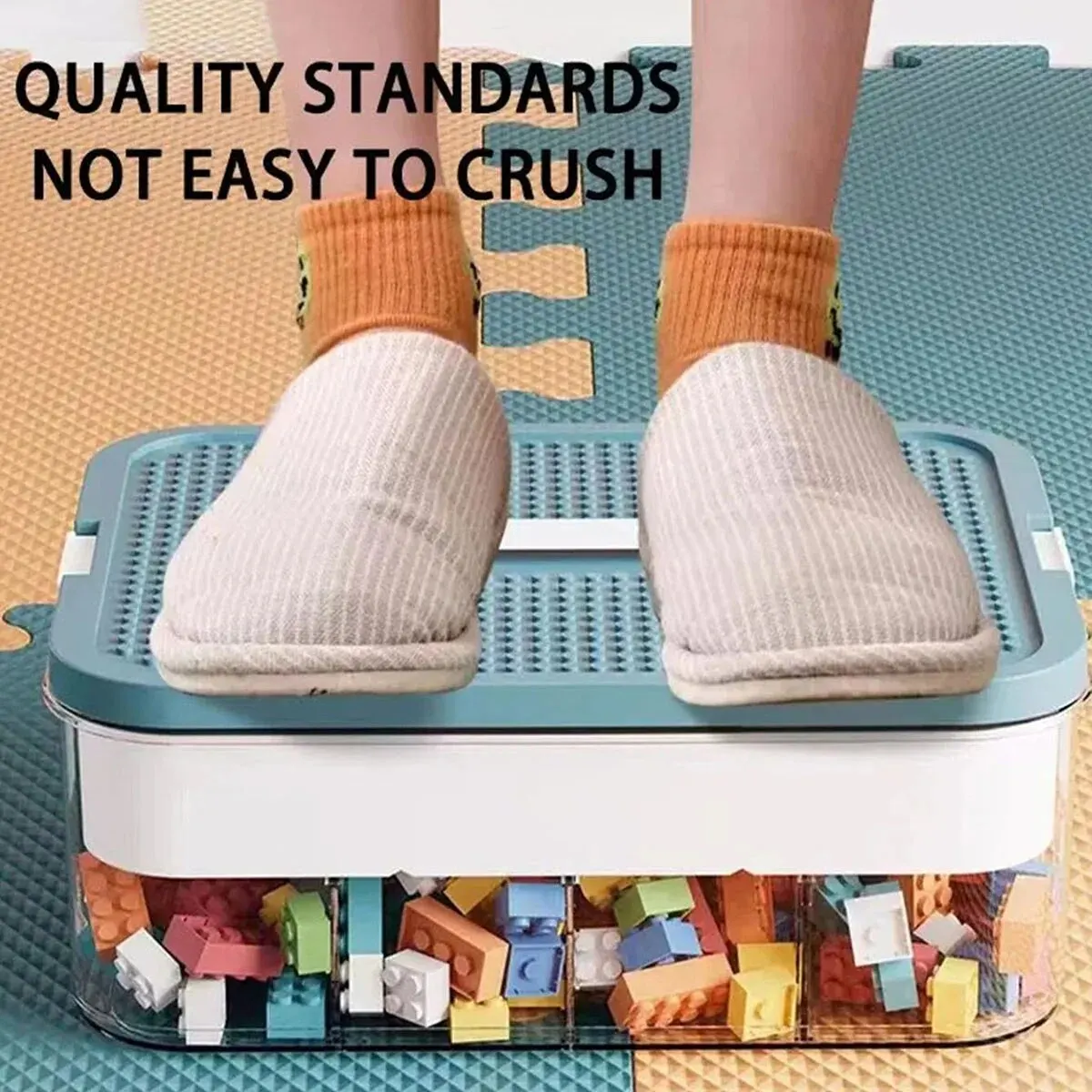 Kids Building Blocks Storage Box Stackable Storage Case Adjustable Sundries Container Cosmetic Box with Handle Toys Organizer