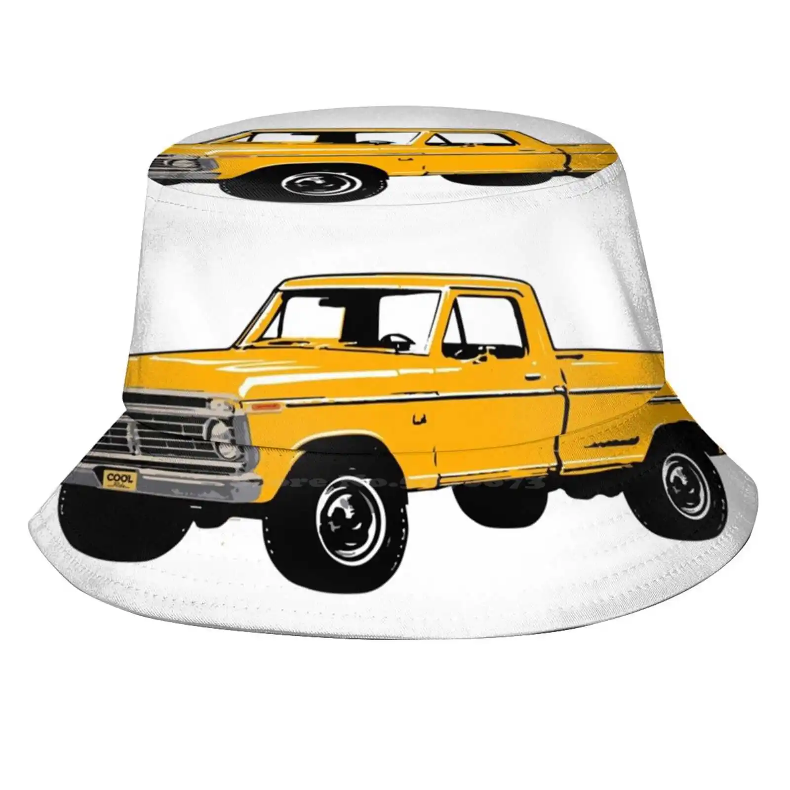 School Bus Yellow 70S F Truck Sun Cap Fisherman Hat Bucket Hats F100 F150 F 100 F 150 F250 F 250 Ranger Lariat Truck Pickup