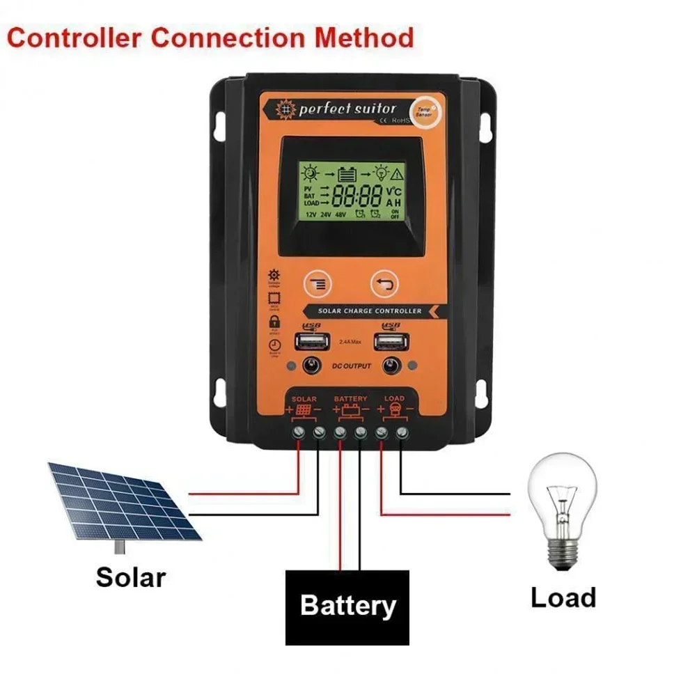 Advanced PWM Solar Panel Charge Controller With Battery Regulator-Dual-USB 30/50/70A Load Over Current Protection Controller