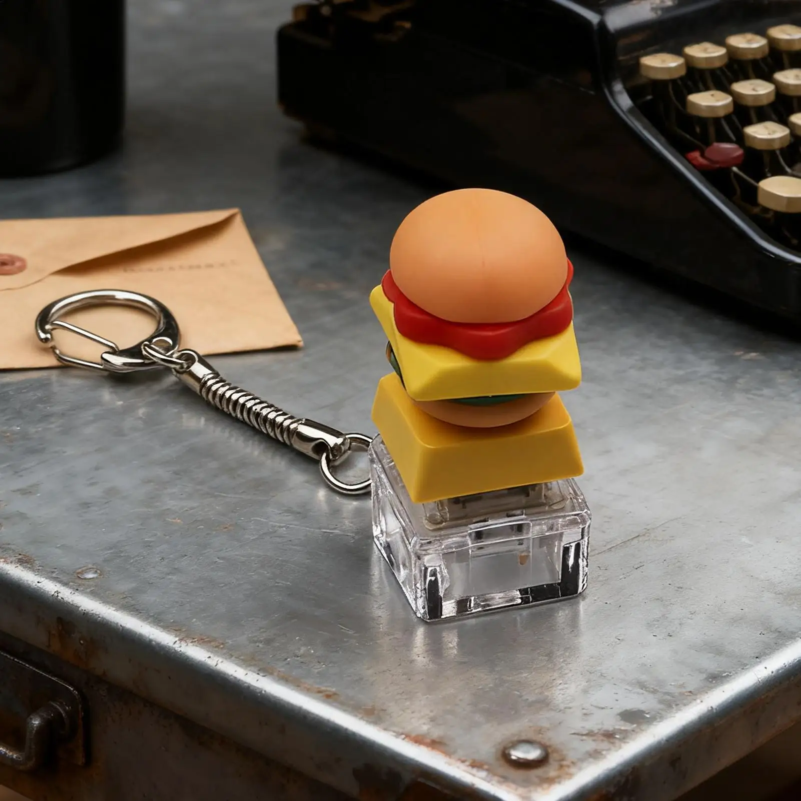 Leuke sleutelhanger nieuwigheid voedsel ontwerp knop sleutelhanger simulatie hamburger knop sleutelhanger hanger voor mannen vrouwen jongens meisjes jeugd