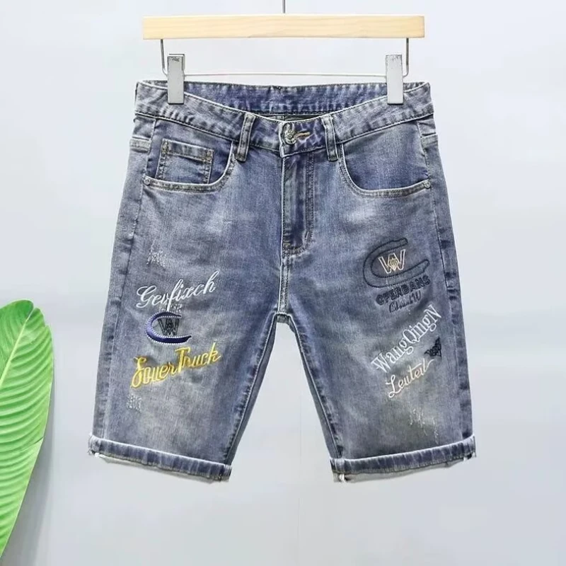 High Quality Men's Denim Shorts New Spring and Summer Sports Shorts Durable and Breathable Harajuku Short Jeans 28-36